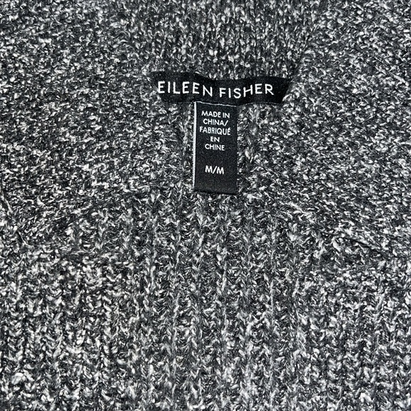 Eileen Fisher Silk Noil Stand Collar Cardigan Charcoal Medium - Picture 9 of 10